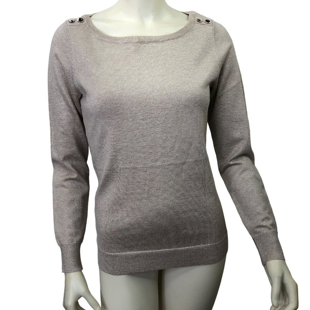 WHITE HOUSE BLACK MARKET Button-Shoulder Boatneck Pullover MD NWT